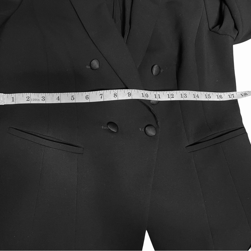 WHBM Studio Tuxedo Collared Black Double Breasted Semi Fitted Crop Jacket SZ 10 - Picture 10 of 15